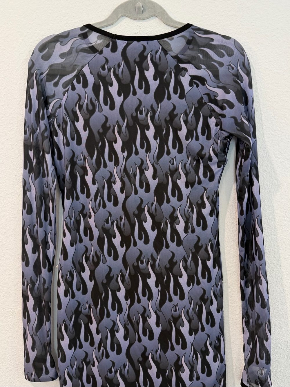 Dolls Kills Horoscopez "Hell On Heels" Blue Flame Mesh Mini Dress size medium - Picture 9 of 12